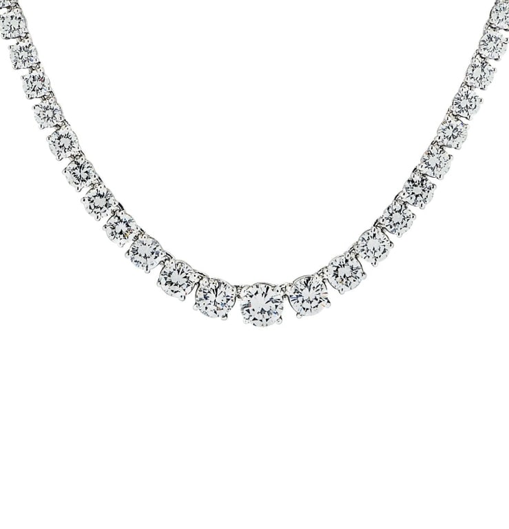 23.19 Carat Diamond Riviera Necklace: 23.19 Carat Diamond Riviera Necklace -V46052-1 SKU: 46052-1 A timeless statement of brilliance and sophistication, this Riviera Necklace showcases the enduring allure of classic diamond design. Handcr