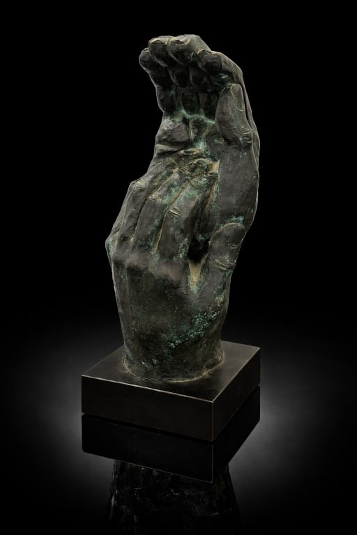 Signed JM, Circa 76: Bronze Hands. Signed. Dated. Measures 16 inches high. James Meade