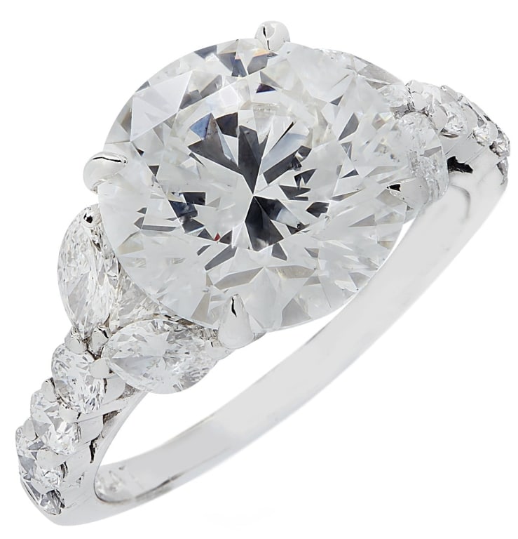 GIA Certified 4.63 Carat Diamond Engagement Ring: GIA Certified 4.63 Carat Diamond Engagement Ring - V43601-1 SKU: 43601-1 A captivating expression of brilliance and craftsmanship, this platinum engagement ring features a stunning 4.63-carat round