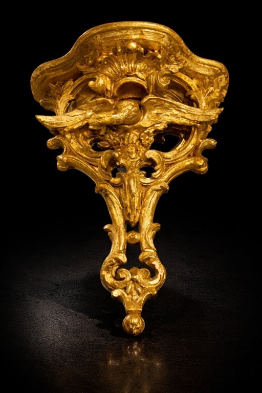 French Gilt hanging sconce: French Gilt hanging sconce. Measures 18 inches high x 13 inches wide