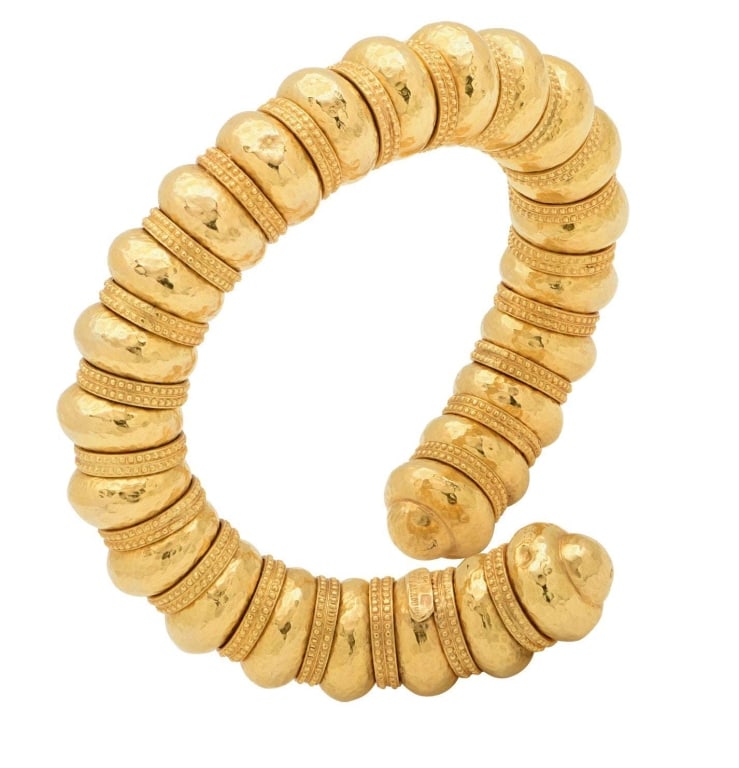 Lalaounis 18K Yellow Gold Hammered Bangle (1 of 3)