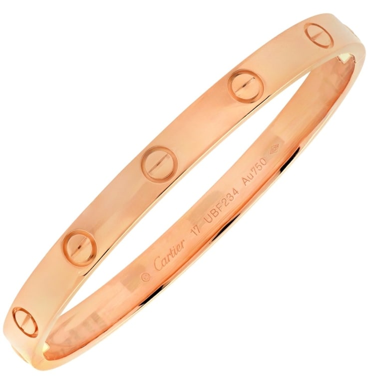 18k Rose Gold Cartier Love Bracelet: 18k Rose Gold Cartier Love Bracelet- V51159 SKU: 51159 An icon of everlasting elegance, the Cartier Love Bracelet remains one of the most coveted designs in fine jewelry. Crafted in warm 18k rose gold