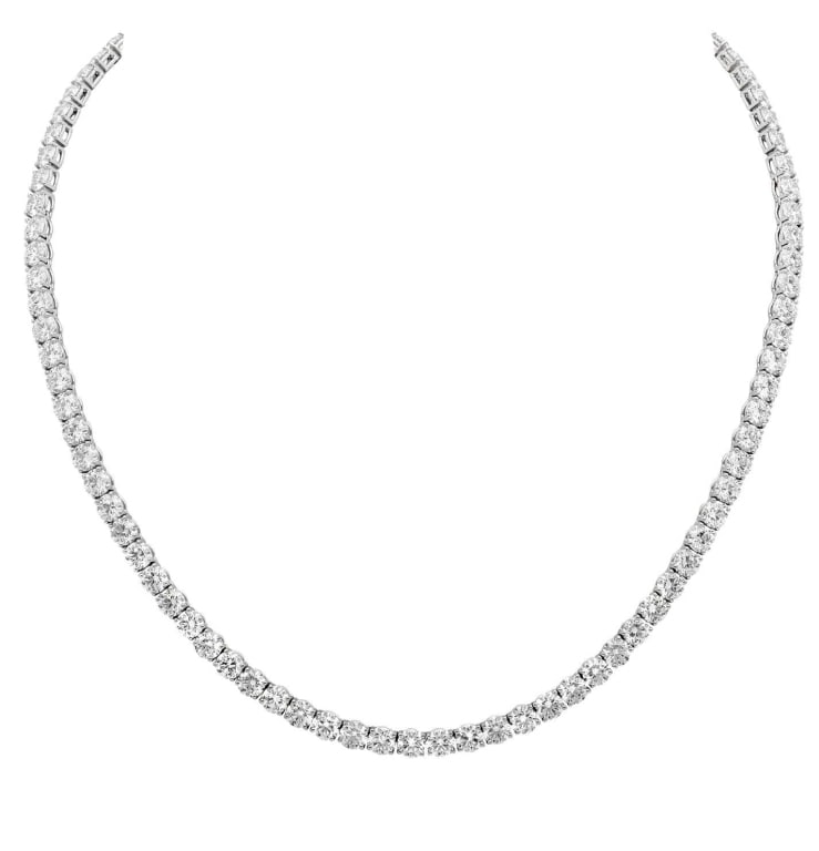 Platinum Diamond Necklace 27.94 ct.: Platinum Diamond Necklace 27.94 ct - V50516 SKU: 50516 An extraordinary statement of refinement, this platinum necklace is adorned with 93 round brilliant diamonds totaling an impressive 27.94 carats.