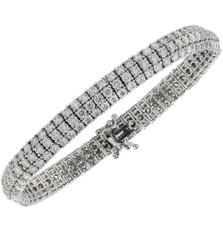 11.15 Carat Three Row Diamond Bangle Bracelet (1 of 2)