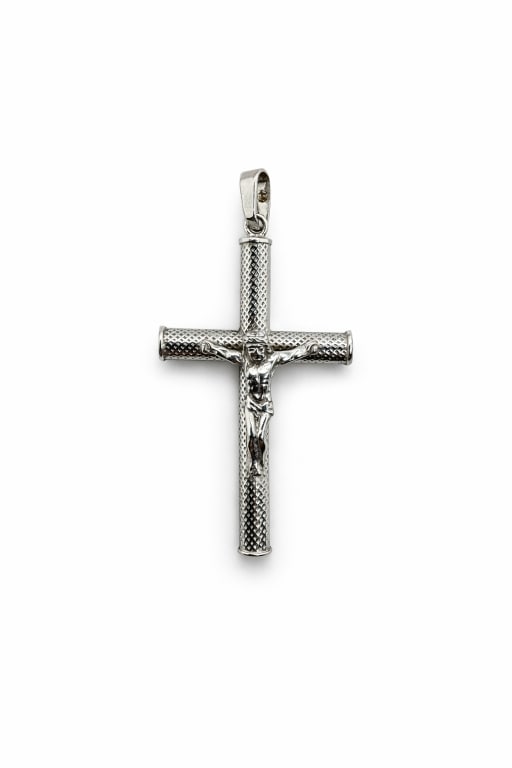Sterling Silver Crucifix Textured Cross Pendant (1 of 2)