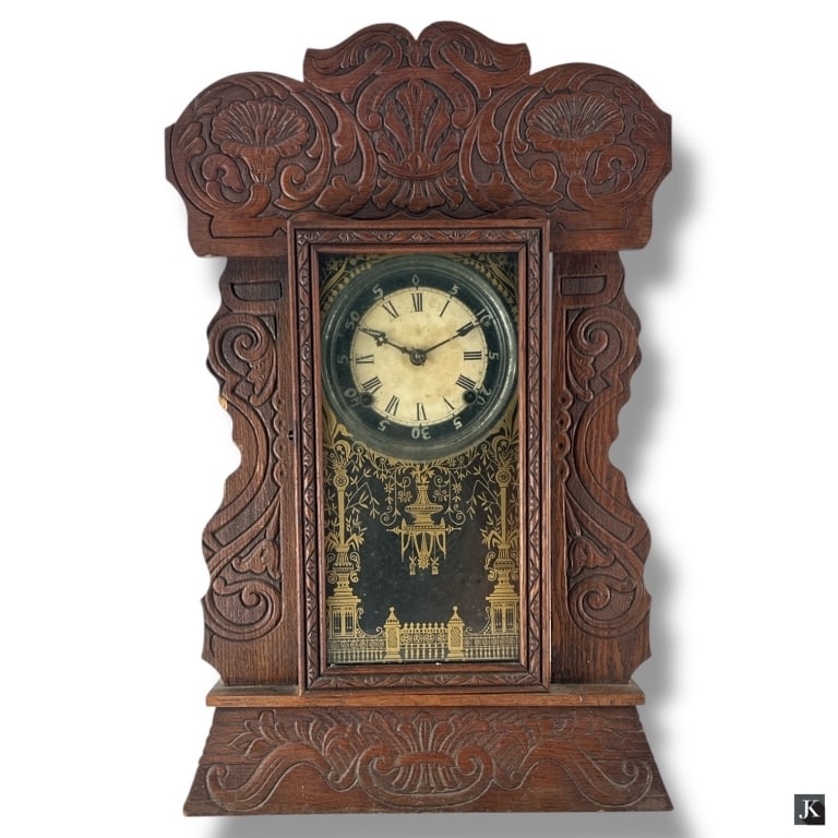 19 C New Haven Parlor Clock in Oak Case (1 of 5)
