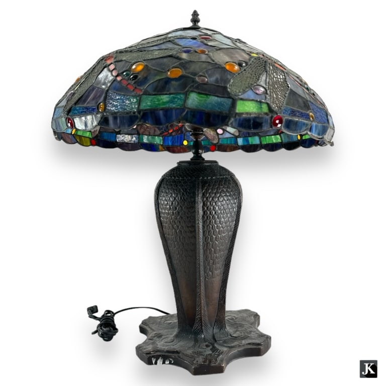 Tiffany Studios Bronze Dragonfly Glass Shade Lamp (1 of 3)