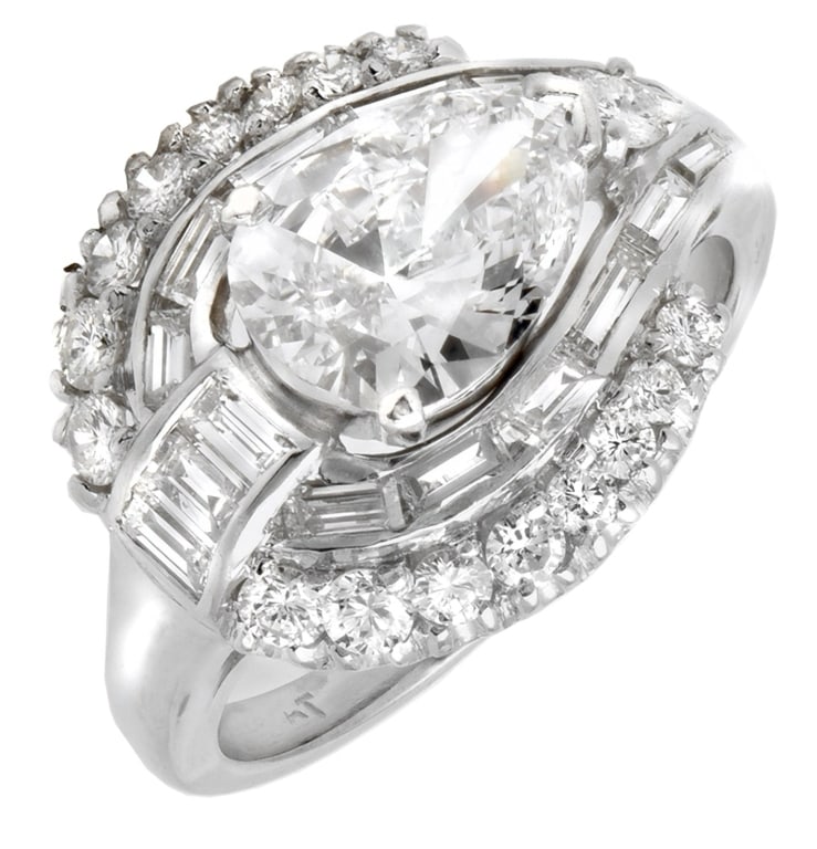 1.27ct Platinum Pear Cut Diamond Engagement Ring (1 of 3)