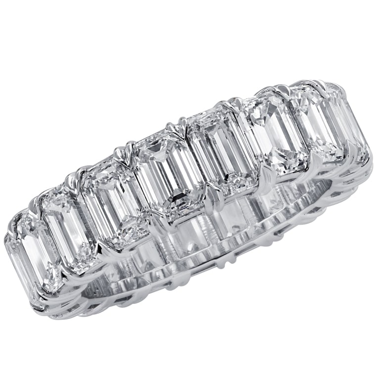 6.23 Ct Emerald Cut Diamond Eternity Band: 6.23 Ct Emerald Cut Diamond Eternity Band in Platinum - Timeless Elegance SKU: 24742 Experience the epitome of elegance with 6.23 Carat Emerald Cut Diamond Eternity Band. Crafted in luxurious
