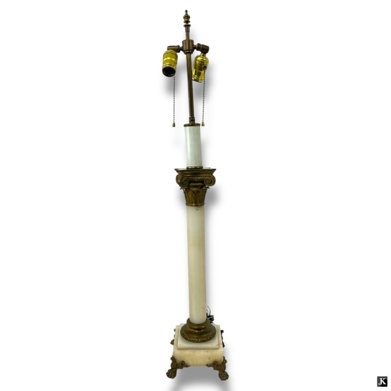 Antique French Onyx & Bronze Column Lamp (1 of 3)