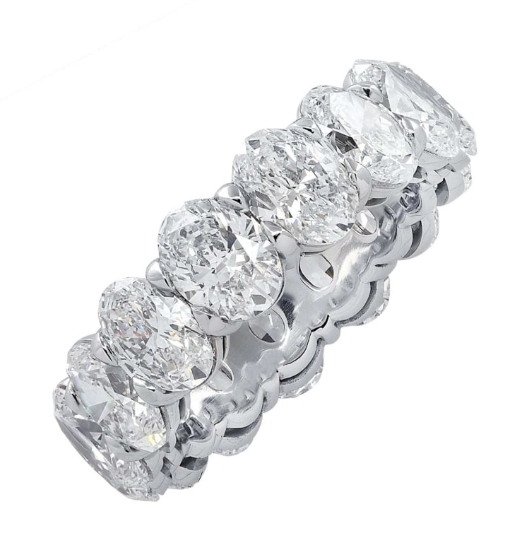 GIA Certified 7.90 Carat Diamond Eternity Band: GIA Certified 7.90 Carat Oval Diamond Eternity Band in Platinum SKU: 26115 Discover elegance and brilliance with the GIA Certified 7.90 Carat Oval Eternity Band. This exquisite piece is masterfully