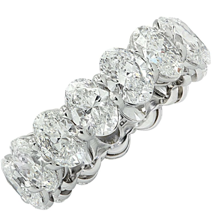 GIA Certified 7.55 Ct Oval Diamond Eternity Band: GIA Certified 7.55 Ct Oval Cut Diamond Eternity Band in Platinum SKU: 32772 Discover the elegance of our GIA Certified 7.55 Carat Oval Cut Diamond Eternity Band. Expertly handcrafted in luxurious