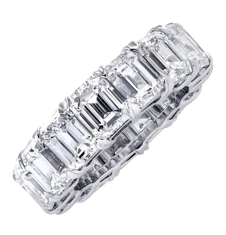 15.23 Carat Emerald Cut Diamond Eternity Band: 15.23 Carat Emerald Cut Diamond Eternity Band in Platinum SKU: 25174 Indulge in the timeless elegance of the 15.23 Carat Emerald Cut Eternity Band. This stunning piece is expertly handcrafted in