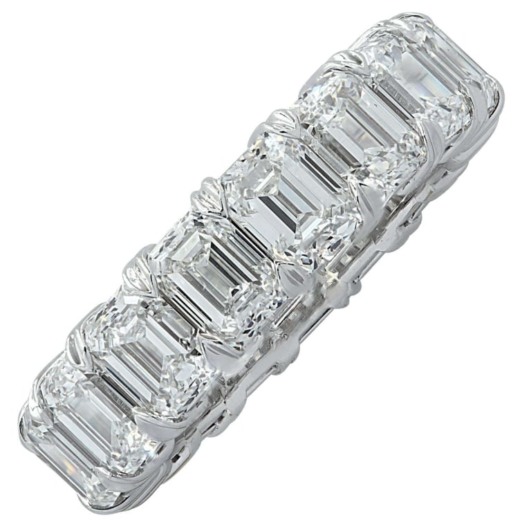 9.03 Carat GIA Certified Diamond Eternity Band: 9.03 Carat GIA Certified Emerald Cut Diamond Eternity Band in Platinum SKU: 30763 Indulge in the breathtaking allure of the 9.03 Carat Diamond Eternity Band, a magnificent piece that epitomizes