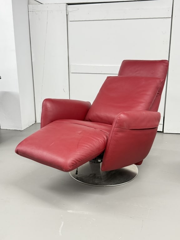 Italian Red Leather Electrical Lounge Chair (1 of 8)