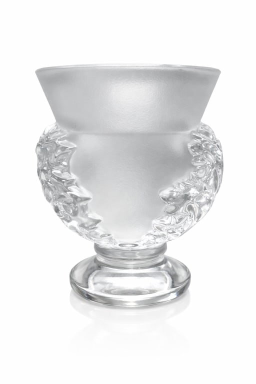 Lalique France "St. Cloud" Frosted Crystal Vase: Lalique France "St. Cloud" Frosted Crystal Vase. Signed on underside. In good condition. Measures approx 4 1/2" high x 4 1/4" wide 101653 2A