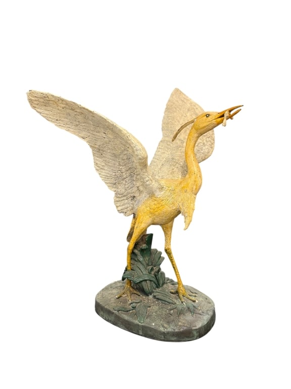 Vintage Metal Great Heron Statue (1 of 6)