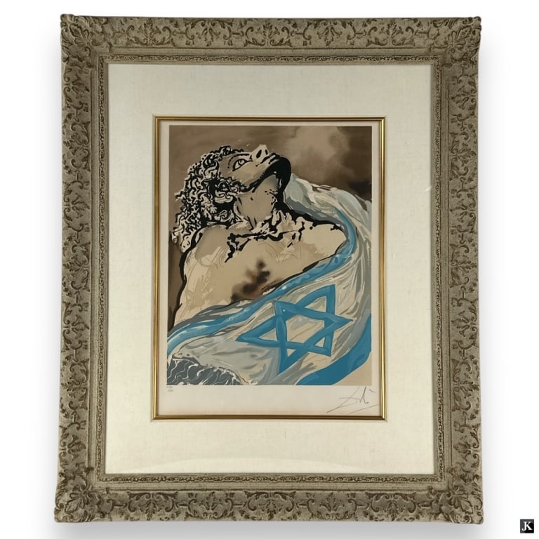 Salvador Dali (1904-1989) Color Lithograph: Salvador Dali, Spanish/French (1904-1989) Color Lithograph "Aliyah". Pencil signed and numbered 240/250. Inscribed verso. Nicely framed. In good condition. Measures 22-1/2" x 17 (sight)", Frame