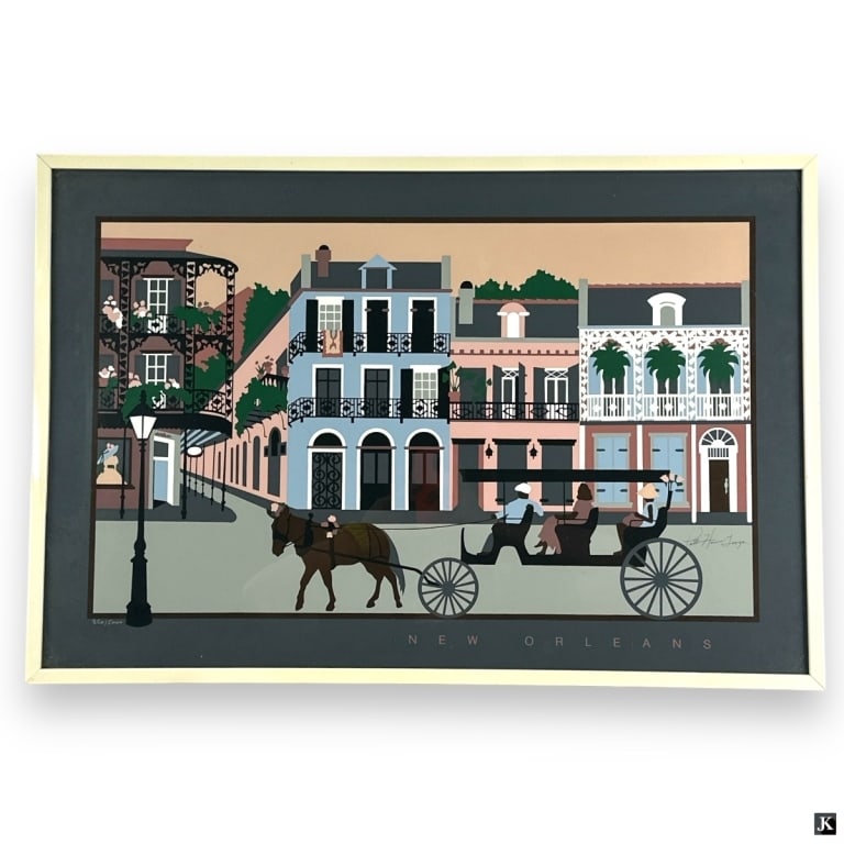 New Orleans Color Print: New Orleans Color Print. Signed and numbered 850/5000. Framed under glass. Good condition. Measures 19-1/2" x 29-1/2" (sight) Frame measures 20-3/4" x 30-3/4". 29637 15A