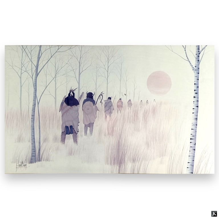 Donald Vann (b.1949) Signed Color Lithograph: Donald Vann, American (Born 1949) Color print "Autumn Hunt". Pencil signed. Framed under glass. Faded or in Good condition. Measures 16-1/4" x 26-3/4" (sight) Frame measures 25-1/4" x 34-1/4". 29634