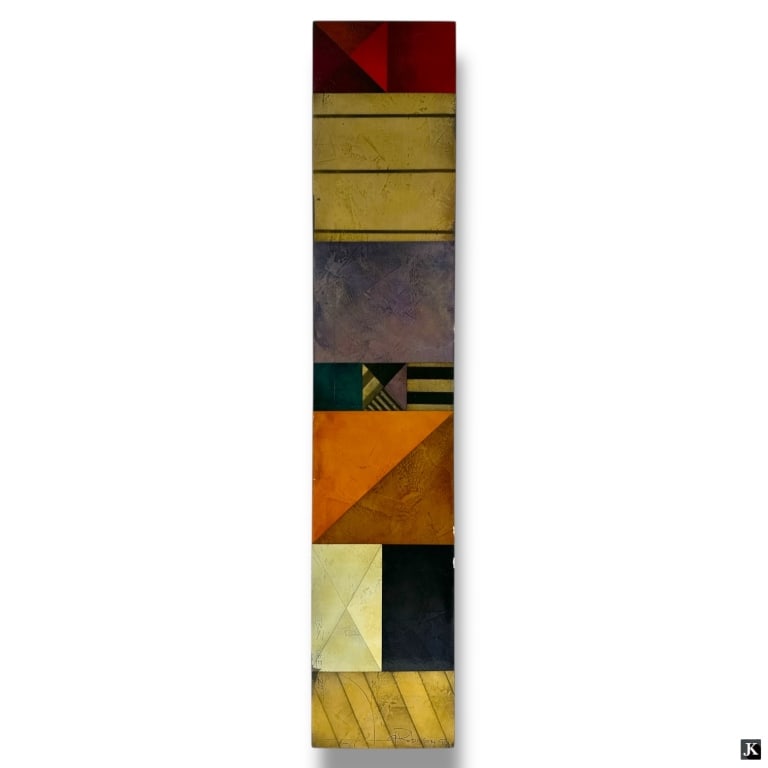 Gregg Robinson Dry Pigment on Plaster Bar Code 27: Gregg Robinson, American (b. 1948) Dry Pigment on Plaster "Bar Code 27". Signed, dated '93. Measures 60" x 12". Minor paint chips and losses along edges of plaster, otherwise in good condition. 32963