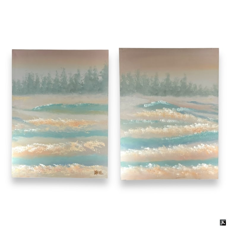 Lee Reynolds Diptych Oil/Canvas "Misty Waters" (1 of 4)