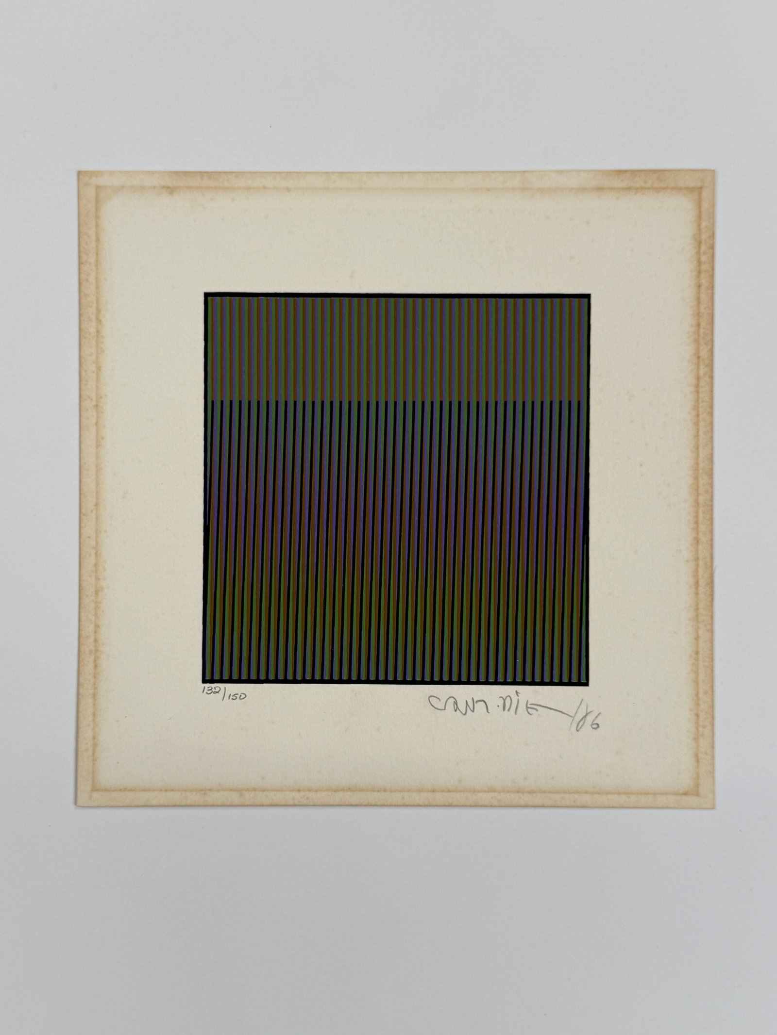 Carlos Cruz-Diez (1923-2019) Serigraph: Carlos Cruz-Diez, Venezuelan (1923-2019) signed serigraph. Signed and dated 86 lower right, numbered 132/150 lower left. Minor toning along the edges of the work, otherwise in very good condition.Work