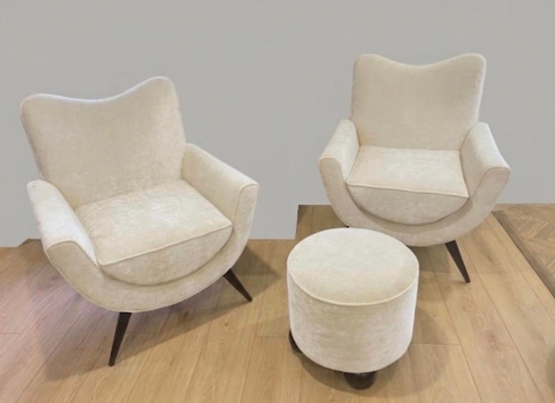 Jean Royere Style, Lounge Chairs + Ottoman (1 of 1)