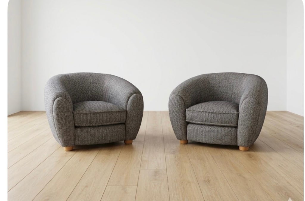 (2) Jean Royere polar chairs in herringbone wool (1 of 2)