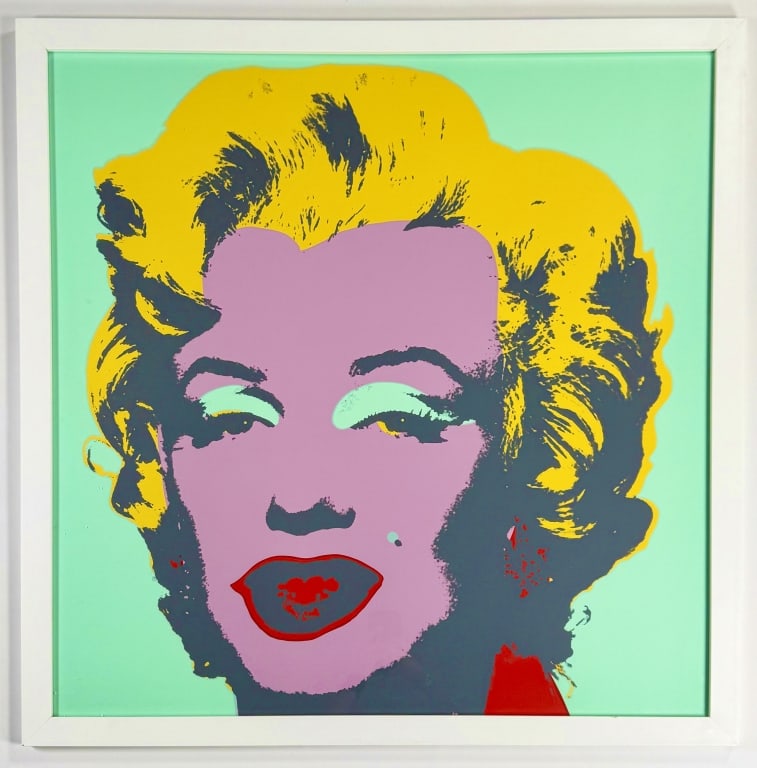 Andy Warhol (1928-1987) Serigraph: Andy Warhol, American (1928-1987) serigraph "Marilyn Monroe" produced by Sunday B. Morning. Stamped verso. Well framed and in good condition. Measures 39" x 38 1/2" 16A