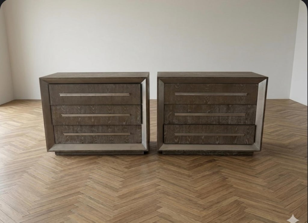 (2) Andrew Martin oak & stainless steel dressers (1 of 1)