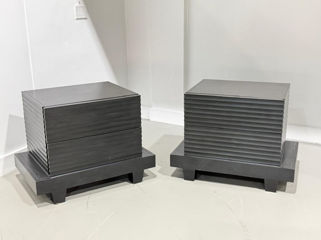 2 solid nightstands possibly restoration hardware - 2