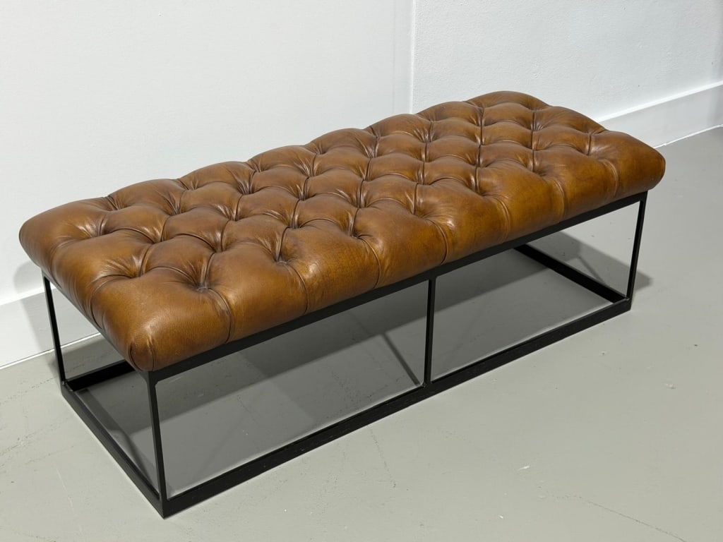 Chesterfield style leather beach: Chesterfield style leather beach Measures:16 h x 48 wide x 20 deep