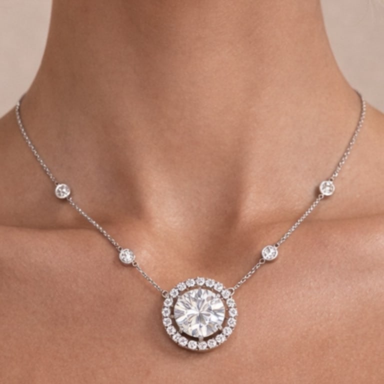 18K White Gold Certified 6.04 Ct. Diamond Necklace: 18K White Gold GIA Certified 6.04 Ct. Diamond Necklace Item # 13308 Category Necklaces 18K White Gold GIA Certified 6.04 Ct. Diamond Necklace Weighing 10.5 grams Set with a GIA Certified 6.04 Ct. Roun