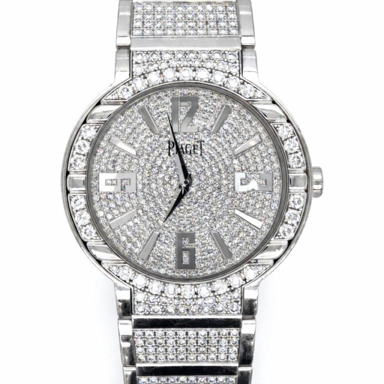 PIAGET 18K White Gold Diamond Polo Men’s Watch: PIAGET 18K White Gold Diamond Polo Men’s Watch Item # 13737 Category Watches PIAGET 18K White Gold Diamond Polo Men’s Watch Weighing 194.9 grams Set with app. 900 Factory Original Diamonds weighin