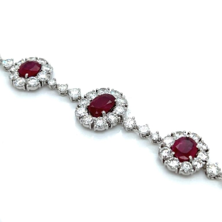 Platinum Certified Thai Ruby & Diamond Bracelet - 2