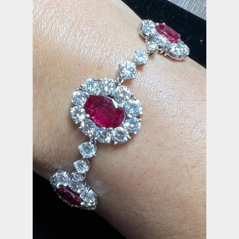 Platinum Certified Thai Ruby & Diamond Bracelet - 3
