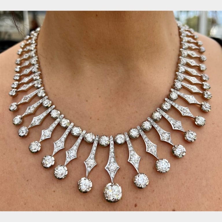 18K & Platinum 75.78 Ct. Diamond Necklace: Item # 10210 18K & Platinum 75.78 Ct. Diamond Necklace Weighing 142.0 grams Set with 75.78 Ct. of Diamonds H-J Color, VVS1-SI1 Clarity 18.5 inches in length