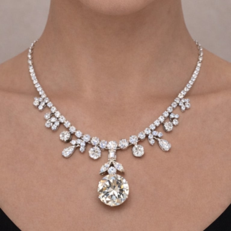 18K White Gold GIA 37.31 Ct. Diamond Necklace (1 of 4)