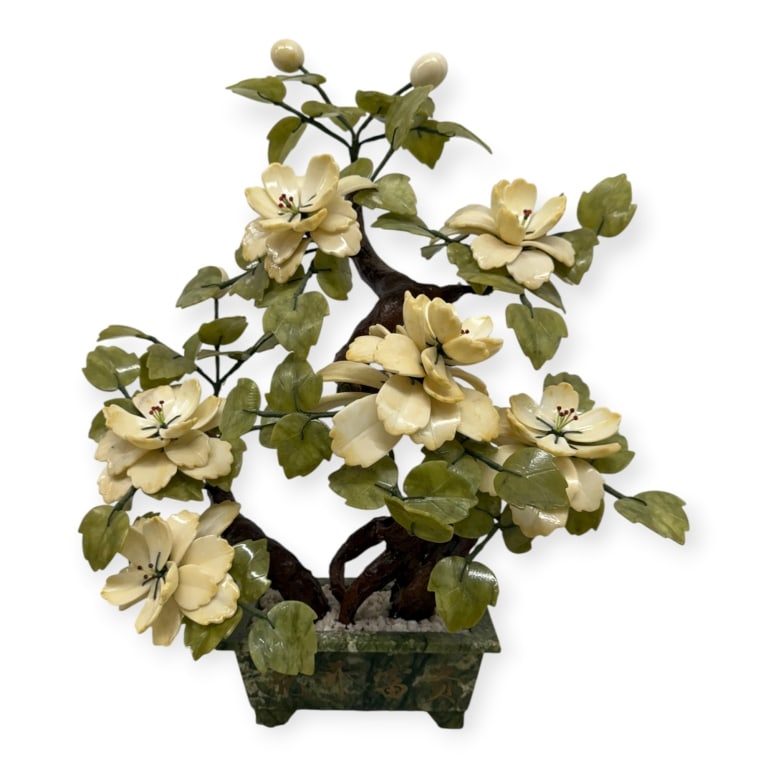 Vintage Chinese Jade Agate Hand Carved Bonsai (1 of 3)