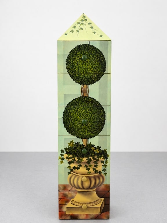 Vintage Hand Painted Trompe-Loeil Topiary Cabinet (1 of 4)