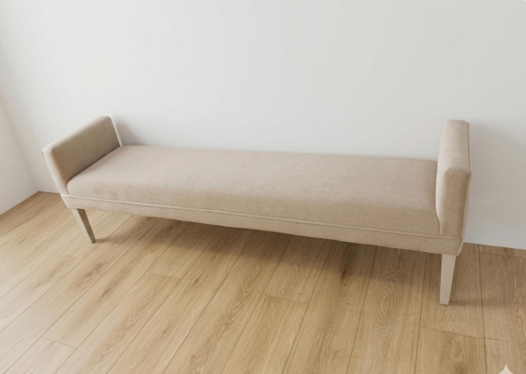 Holly hunt mohair bench lacquered oak legs (1 of 1)