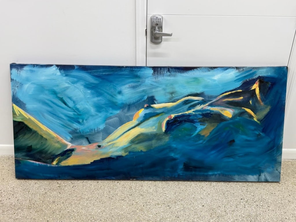 Kate Saville, American (b.20th c) Oil on Canvas: Kate Saville, American (b.20th c) Oil on Canvas Contemporary abstract nude painting Measures: 31 H x 70 wide