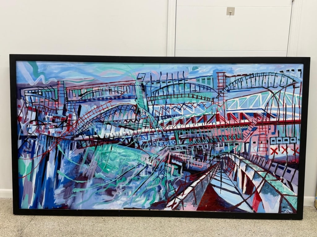 Large South African artist unknown painting (1 of 5)