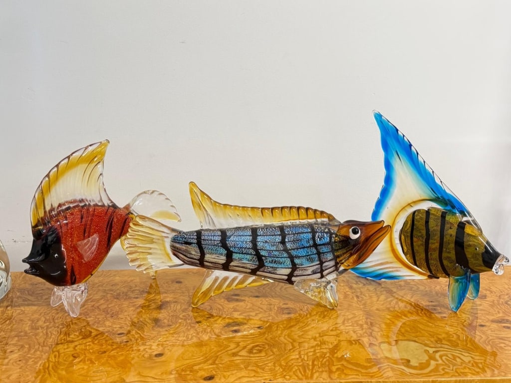Lot of 3 Vintage Italian Murano Glass Fish (1 of 5)