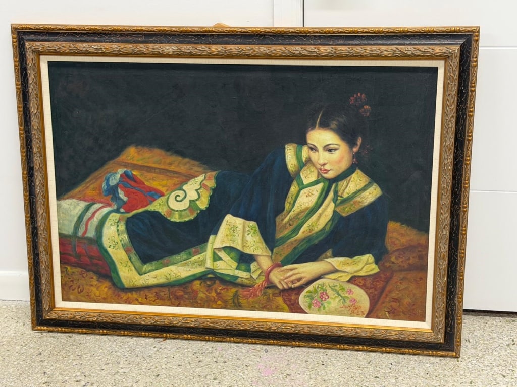 CHEN YIFEI, Oil on canvas: CHEN YIFEI, oil painting, signed. Label on back. Oil on canvas. Measures: 26 high x 38 inches wide. Total framed 30 inches high x 42 inches wide 15A