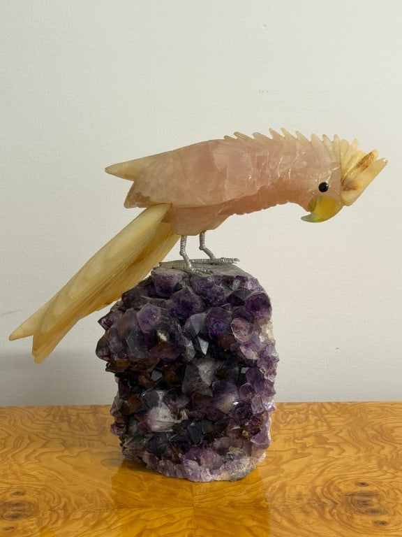 Amethyst Hard Stone Cockatoo Bird Sculpture (1 of 7)