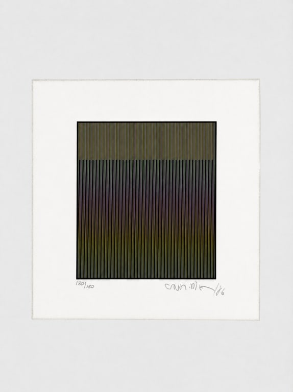 Carlos Cruz-Diez (1923-2019) Serigraph: Carlos Cruz-Diez, Venezuelan (1923-2019) signed serigraph. Signed and dated 86 lower right, numbered 132/150 lower left. Minor toning along the edges of the work, otherwise in very good condition. Wor
