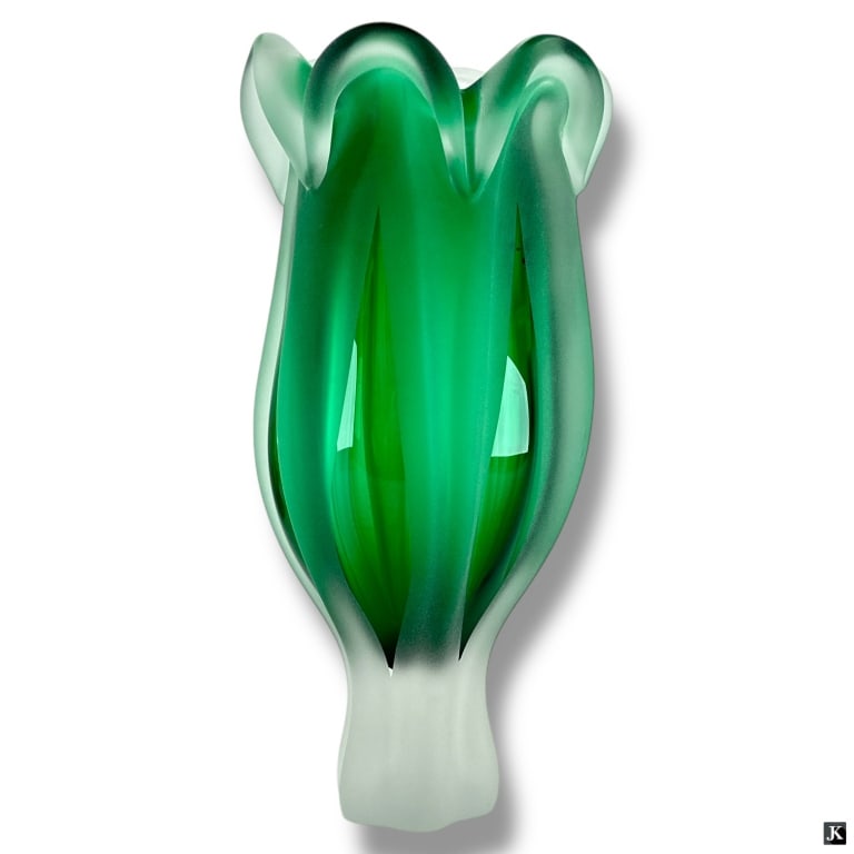 Vintage Frosted Czech Glass Tulip Vase (1 of 2)