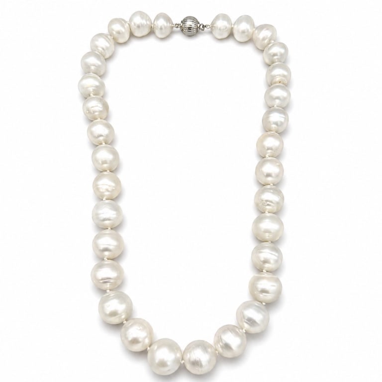 Graduated South Sea Pearl Necklace w/ Silver Clasp (1 of 2)